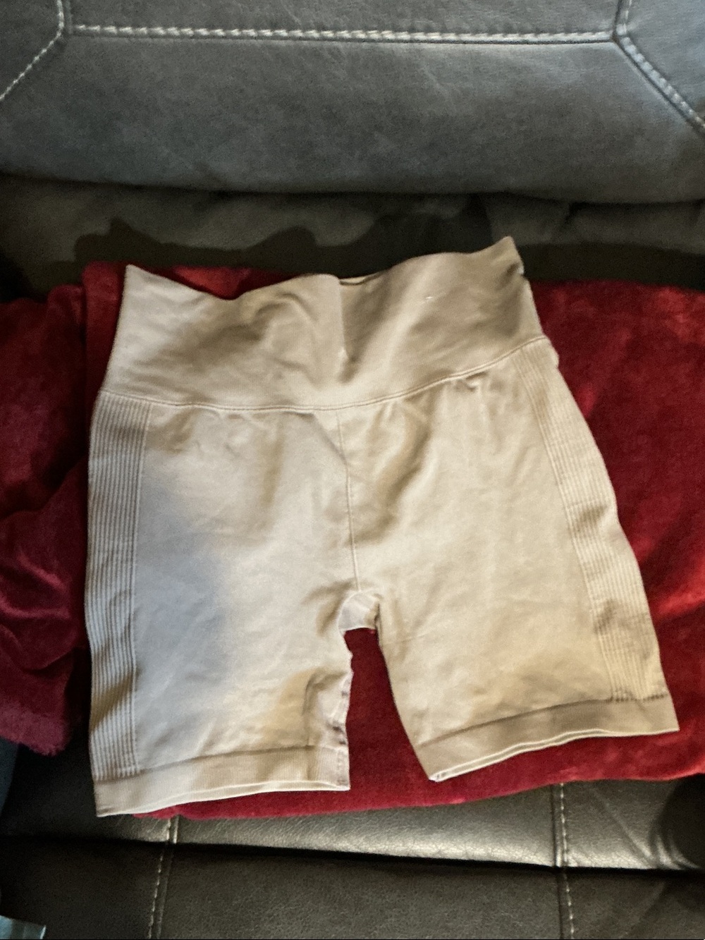 Forever 21 Neutral Ribbed High-Waist Bike Shorts - Beige Taupe